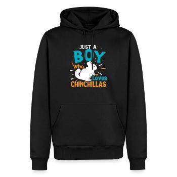 Juste un garçon qui aime les chinchillas - Chinchilla - Sweat à capuche Premium bio Homme - noir - Devant - Nico (187cm)