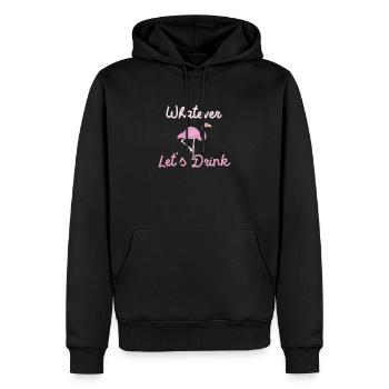 T-shirt Whatever Let’s Drink - Drôle d’oiseau flamant rose - Sweat à capuche Premium bio Homme - noir - Devant - Nico (187cm)