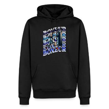 Boxeur ,cadeau pour boxeur et boxeuse - Sweat à capuche Premium bio Homme - noir - Devant - Nico (187cm)
