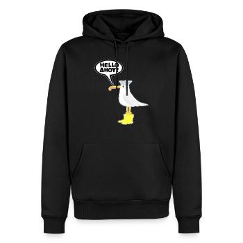 Bonjour Ahoy ! - Sweat à capuche Premium bio Homme - noir - Devant - Nico (187cm)