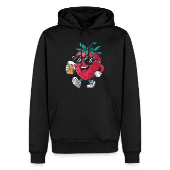 Erdbeeren Bier - Männer Premium Bio Hoodie - Schwarz - Vorne - Nico (187cm)