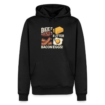 Boeuf Beurre Bacon Egs Carnivore Drôle de Viande BBQ - Sweat à capuche Premium bio Homme - noir - Devant - Nico (187cm)