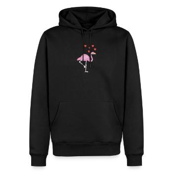 Flamingo Hearts T-Shirt - Bird Lover Pride Pink - Men’s Premium Organic Hoodie - black - Front - Nico (187cm)