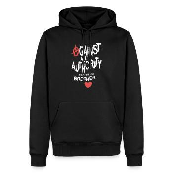 Bruder Spruch - Männer Premium Bio Hoodie - Schwarz - Vorne - Nico (187cm)