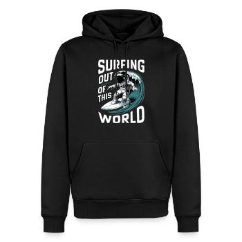 Surfen außerhalb dieser Welt - Humor - Männer Premium Bio Hoodie - Schwarz - Vorne - Nico (187cm)