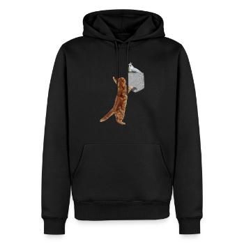 Katze Erreicht Büschelmeise In Falscher Tasche Cool - Männer Premium Bio Hoodie - Schwarz - Vorne - Nico (187cm)