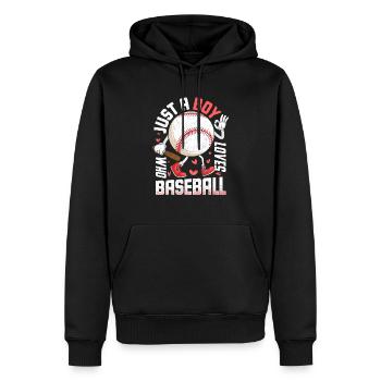 Lustig, nur ein Junge, der Baseball-amerikanischen - Männer Premium Bio Hoodie - Schwarz - Vorne - Nico (187cm)