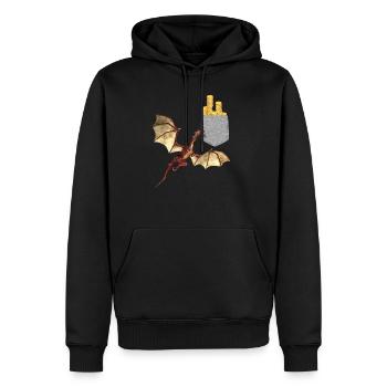 Dragon atteignant des pièces d’or dans votre fausse poche Fun - Sweat à capuche Premium bio Homme - noir - Devant - Nico (187cm)