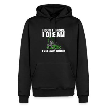 Ich schnarche nicht, ich träume, ich bin ein Rasenmäher - Gartenarbeit - Männer Premium Bio Hoodie - Schwarz - Vorne - Nico (187cm)