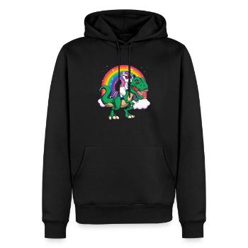 Einhorn Reiten Dinosaurier - Mythisches Tier Regenbogen - Männer Premium Bio Hoodie - Schwarz - Vorne - Nico (187cm)