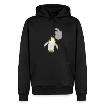 Pinguin, der nach Fisch in Ihrer falschen Tasche greift Spaß - Männer Premium Bio Hoodie - Schwarz - Vorne - Nico (187cm)