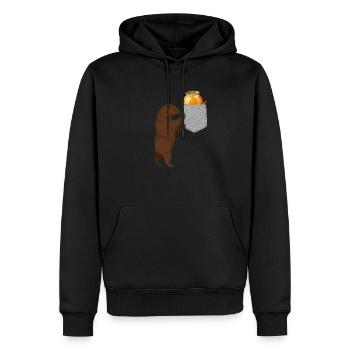Ours cherchant un baril de miel dans votre fausse poche - Sweat à capuche Premium bio Homme - noir - Devant - Nico (187cm)