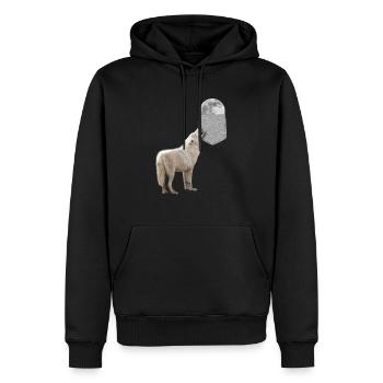 Wolf Heulen Zum Mond In Ihrer Falschen Tasche Lustig - Männer Premium Bio Hoodie - Schwarz - Vorne - Nico (187cm)