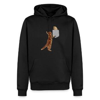 Katze Greift Nach Hamster In Falscher Tasche Lustig - Männer Premium Bio Hoodie - Schwarz - Vorne - Nico (187cm)