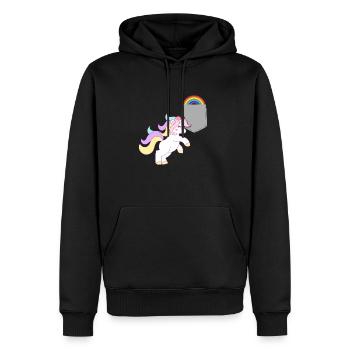 Einhorn, das den Regenbogen in Ihrer falschen Tasche erreicht Lustig - Männer Premium Bio Hoodie - Schwarz - Vorne - Nico (187cm)