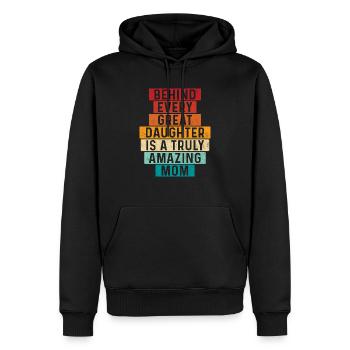 Derrière chaque grande fille - Grand-mère maman - Sweat à capuche Premium bio Homme - noir - Devant - Nico (187cm)