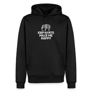 T-shirt éléphants Make Me Happy - Jeu de mots Animal Lover - Sweat à capuche Premium bio Homme - noir - Devant - Nico (187cm)