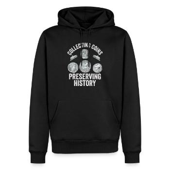 Gardien de l’histoire : L’héritage de la collection de pièces de monnaie - Sweat à capuche Premium bio Homme - noir - Devant - Nico (187cm)