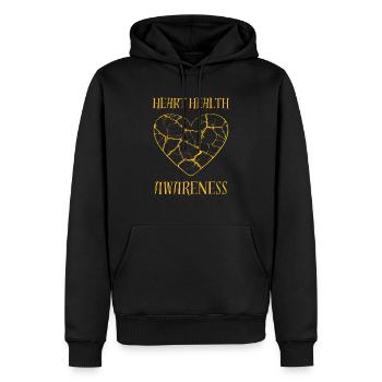 Bewusstsein für Herzgesundheit Goldenes Herz zerbrochen - Männer Premium Bio Hoodie - Schwarz - Vorne - Nico (187cm)