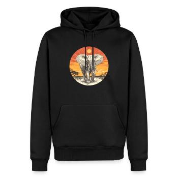 Elephant in the sunset - Men’s Premium Organic Hoodie - black - Front - Nico (187cm)