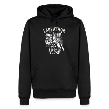 Labrador Labrathor viking jeu de mots valhalla odin viking - Sweat à capuche Premium bio Homme - noir - Devant - Nico (187cm)