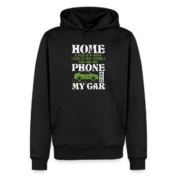 Home I Can Charge My Phone And My Car Electric Veh - Männer Premium Bio Hoodie - Schwarz - Vorne - Nico (187cm)