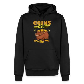 Pièces de collection Chaudron d’or - Sweat à capuche Premium bio Homme - noir - Devant - Nico (187cm)