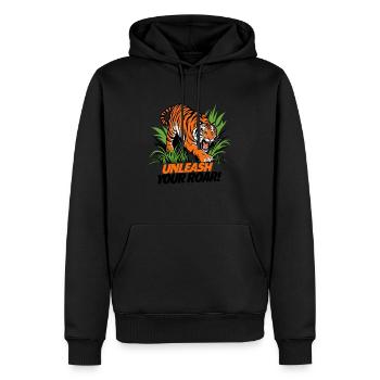 TIGRE, DÉCHAÎNEZ VOTRE RUGISSEMENT - Sweat à capuche Premium bio Homme - noir - Devant - Nico (187cm)