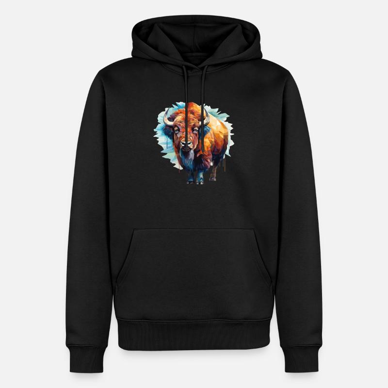 Bison - Sweat à capuche Premium bio Homme - noir
