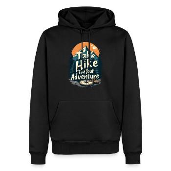 MACHEN SIE EINE WANDERUNG FINDEN SIE IHR ABENTEUER - Männer Premium Bio Hoodie - Schwarz - Vorne - Nico (187cm)