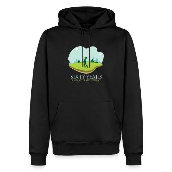 Soixante ans et toujours aussi swinguant Golf 60e anniversaire - Sweat à capuche Premium bio Homme - noir - Devant - Nico (187cm)