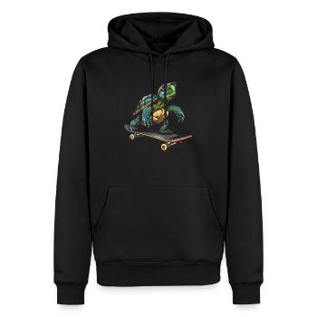 Tortue cool sur une planche à roulettes - Sweat à capuche Premium bio Homme - noir - Devant - Nico (187cm)