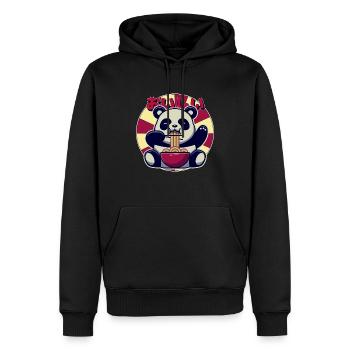 Kawaii Panda Eating Ramen - Men’s Premium Organic Hoodie - black - Front - Nico (187cm)
