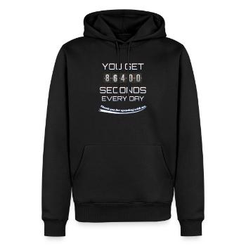 Jeden Tag 86400 Sekunden. Wir gemeinsam. Danke. - Männer Premium Bio Hoodie - Schwarz - Vorne - Nico (187cm)