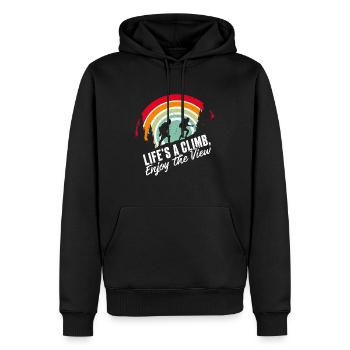 Lifes a climb - Sweat à capuche Premium bio Homme - noir - Devant - Nico (187cm)