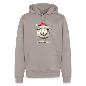 Weihnachts- Schaf - Männer Premium Bio Hoodie - Taupe - Vorne - Nico (187cm)