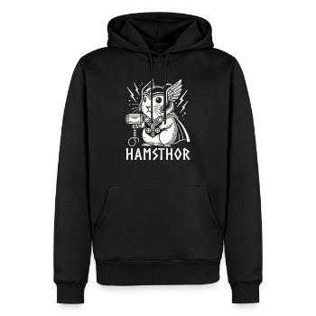 Hamsthor Hamster Lustig Wikinger Wortspiel Odin Wikinger - Männer Premium Bio Hoodie - Schwarz - Vorne - Nico (187cm)