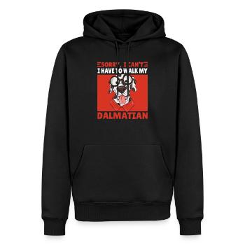 Drôle de chien dalmatien disant cadeau - Sweat à capuche Premium bio Homme - noir - Devant - Nico (187cm)