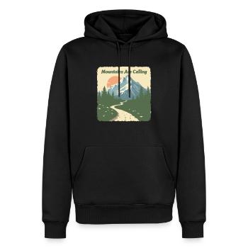 DIE BERGE RUFEN - Männer Premium Bio Hoodie - Schwarz - Vorne - Nico (187cm)