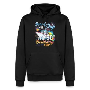 Celebrating 50th Birthday with a Cruise Adventure - Men’s Premium Organic Hoodie - black - Front - Nico (187cm)