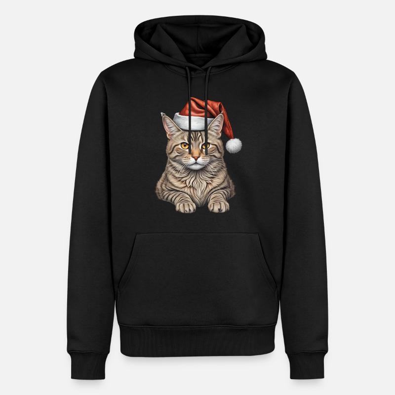 Chat de Noël mignon - Sweat à capuche Premium bio Homme - noir
