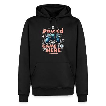 I PAUSED MY GAME TO BE HERE - Men’s Premium Organic Hoodie - black - Front - Nico (187cm)
