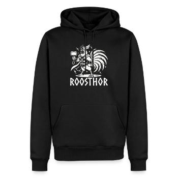 Hahn Roosthor lustige Wikinger Huhn Wortspiel Neuheit - Männer Premium Bio Hoodie - Schwarz - Vorne - Nico (187cm)