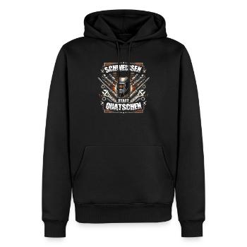 Souder au lieu de bavarder - Sweat à capuche Premium bio Homme - noir - Devant - Nico (187cm)