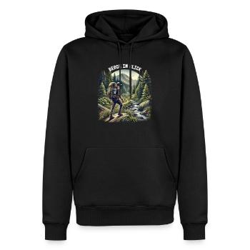 Mountains in view - Men’s Premium Organic Hoodie - black - Front - Nico (187cm)