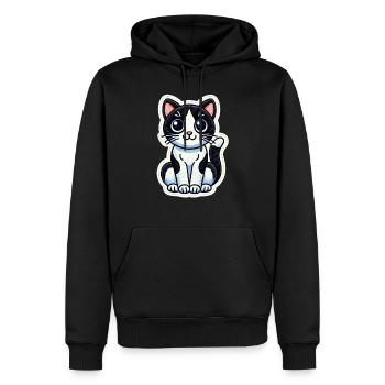 Mignon chat noir et blanc est bien assis / Patch - Sweat à capuche Premium bio Homme - noir - Devant - Nico (187cm)