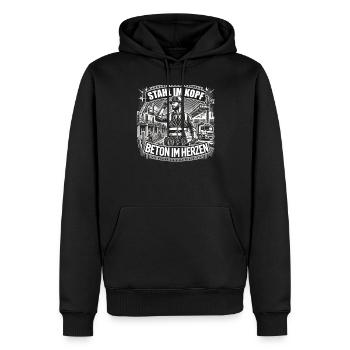 Stahl im Kopf Beton im Herzen - Männer Premium Bio Hoodie - Schwarz - Vorne - Nico (187cm)