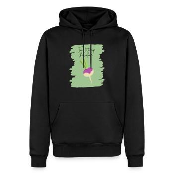 Time to Turnip the Volume – Funny Veggie Art - Men’s Premium Organic Hoodie - black - Front - Nico (187cm)