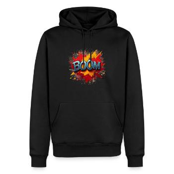 Boom Comic Sound Effect – Bold Pop Art Design - Men’s Premium Organic Hoodie - black - Front - Nico (187cm)