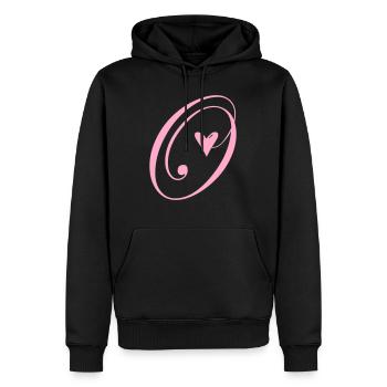 Monogramme O Cœur Vigne - Sweat à capuche Premium bio Homme - noir - Devant - Nico (187cm)